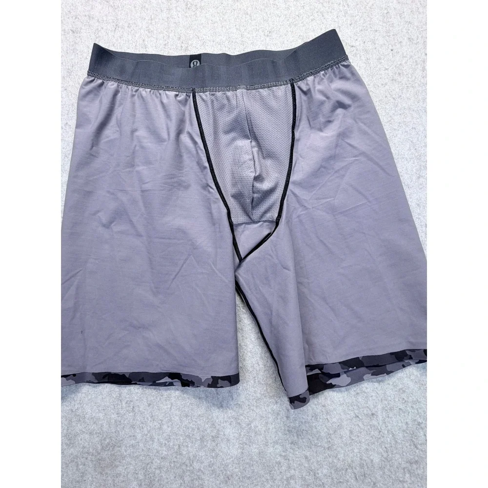 Lululemon Boxer Briefs Men Large Gray‎ Camo Always In Motion Long 7